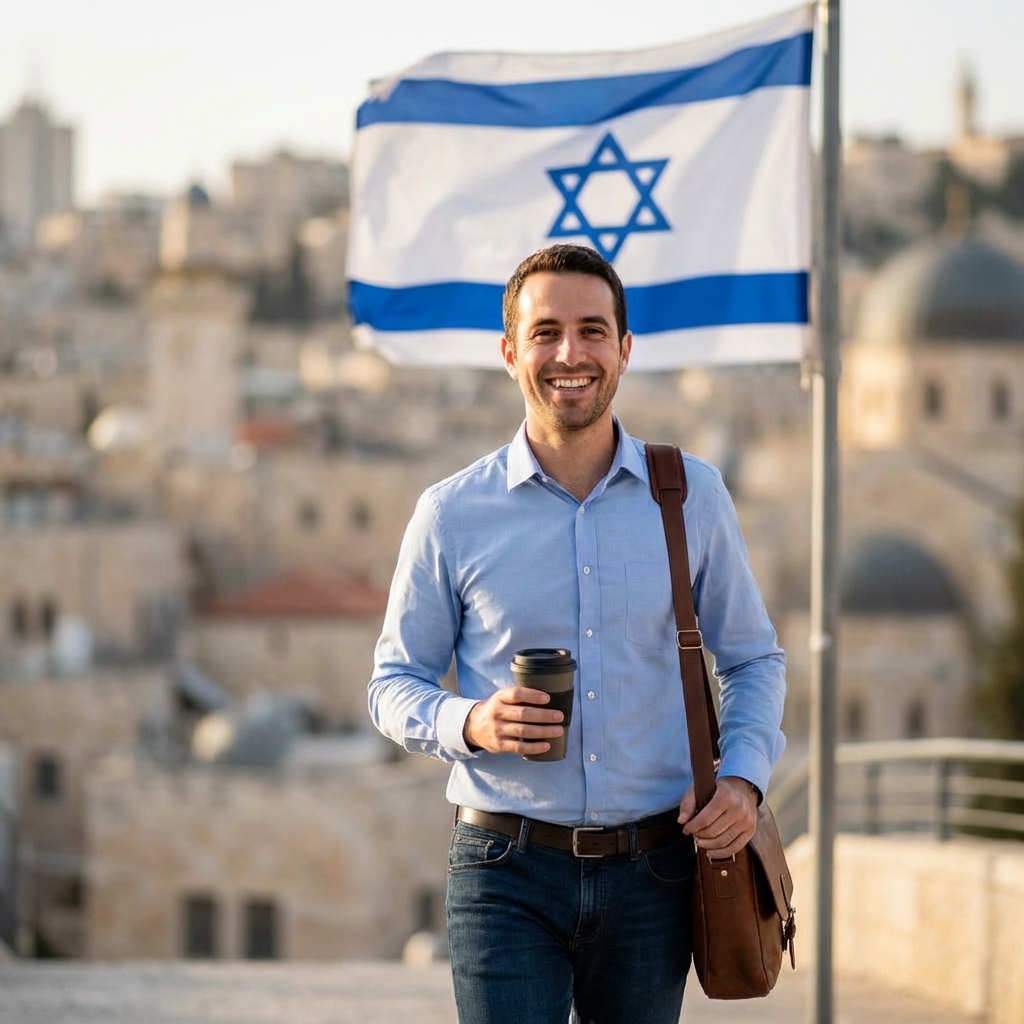 Professional Oleh with Israeli flag